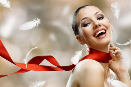 beauty girl on the blur backgroundの写真素材