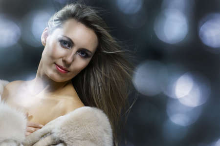 a beauty girl on the blury backgroundの写真素材