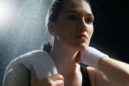 girl in sport on the nightの写真素材