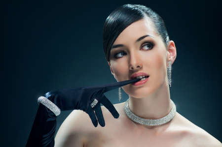 beautiful girl in vintage styleの写真素材