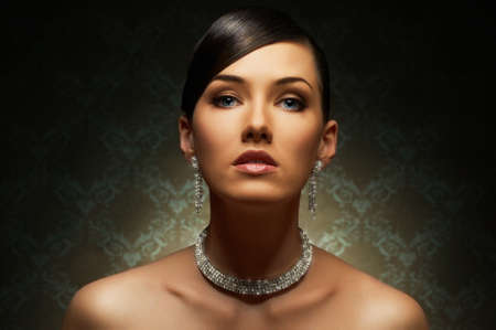 beautiful girl in vintage styleの写真素材