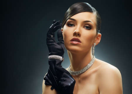 beautiful girl in vintage styleの写真素材