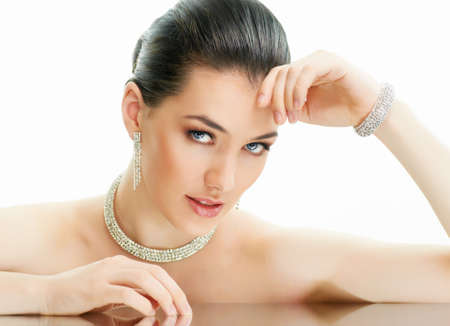 portrait of beautiful woman with jewelryの写真素材
