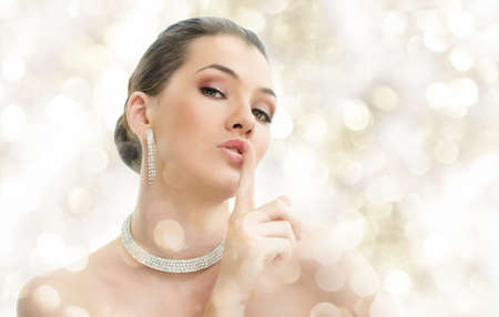 portrait of beautiful woman with jewelryの写真素材
