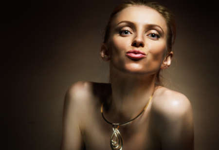 portrait of beautiful woman with jewelryの写真素材