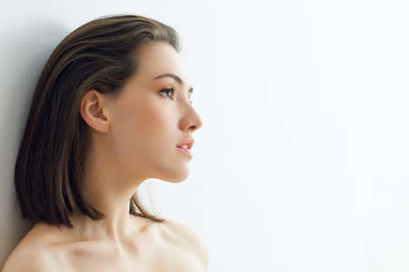 beauty woman on the white backgroundの写真素材