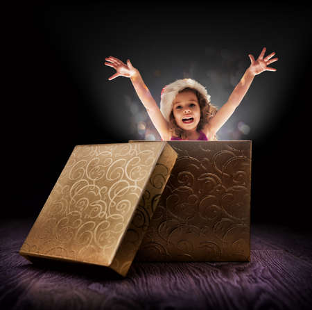 beauty childl with boxの写真素材