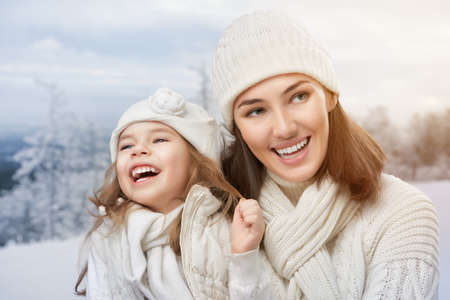 daughter and mother are happy togetherの写真素材