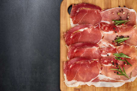 delicious bacon on a black background