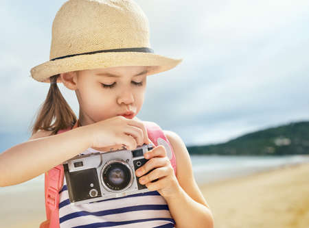 the little girl wants to travelの写真素材