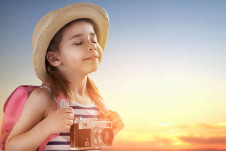 the little girl wants to travelの写真素材