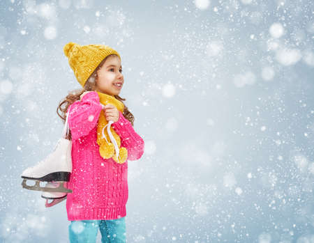 cute little girl is going skateの写真素材