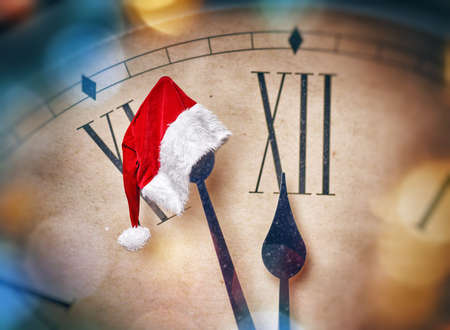 Christmas Eve! Five minutes before midnight. Holiday concept.の写真素材