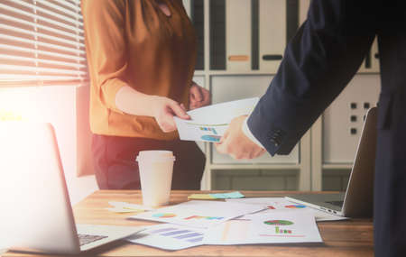man and woman working in the office. collaborative teamwork.の写真素材