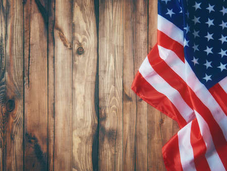 Patriotic holiday. USA are celebrate 4th of July. Close up of American flag.