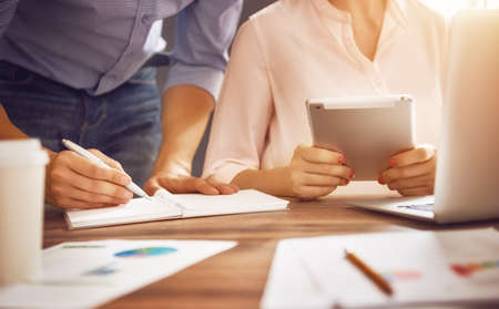 man and woman working in the office. collaborative teamwork.