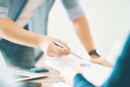 Working day in office. Collaborative teamworkの写真素材