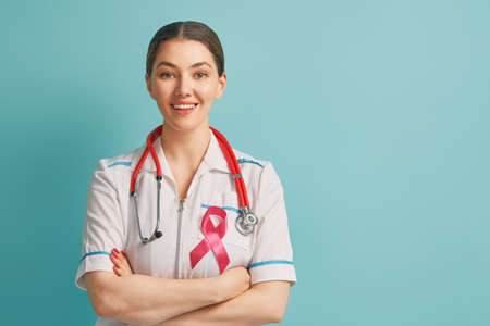 Pink ribbon for breast cancer awareness.の写真素材