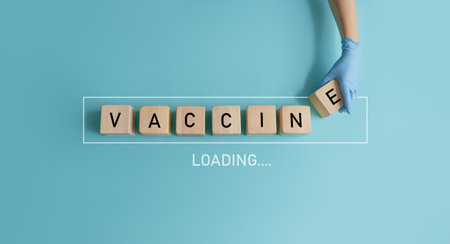 Loading vaccination in progress bar, concept of Covid-19 prevention.の写真素材
