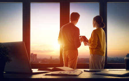 Man and woman are working in office. Collaborative teamwork.の写真素材
