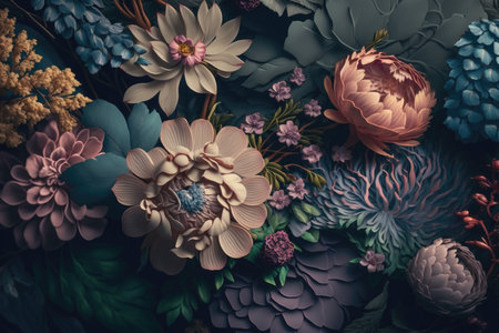 A summer bouquet of flowers.Generative AI.の素材