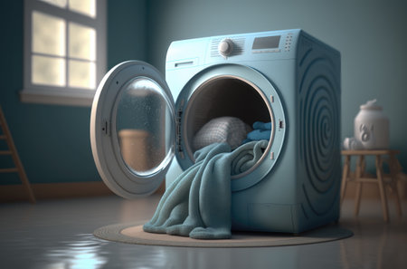 Washing machine with open door. Generative AIの素材