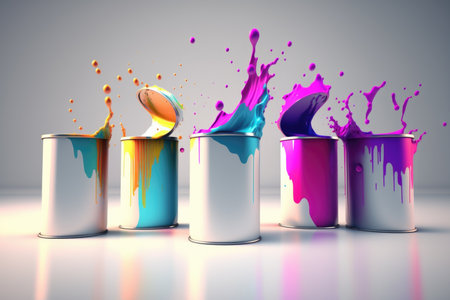 A can of paint on a white background. Generative AIの素材