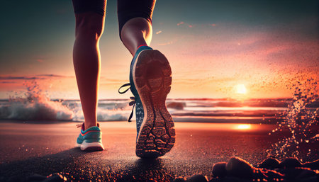 Athletic girl is running. Generative AIの素材