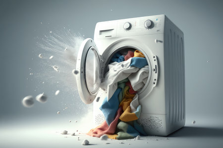 Washing machine with open door. Generative AIの素材