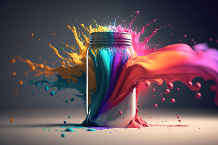 A can of paint on a dark background. Generative AIの素材