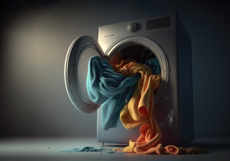 Washing machine with open door. Generative AIの素材