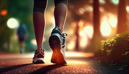 Athletic girl is running. Generative AIの素材