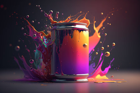 A can of paint on a dark background. Generative AIの素材