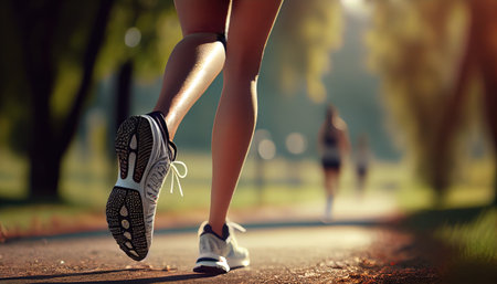 Athletic girl is running. Generative AIの素材
