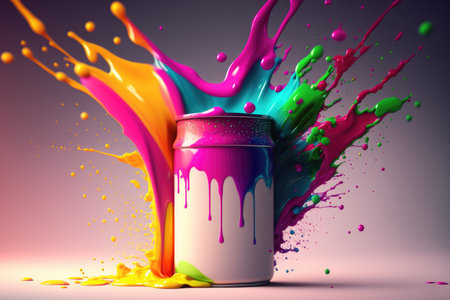 A can of paint on a dark background. Generative AIの素材