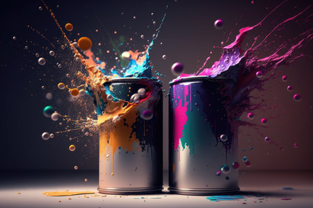 A can of paint on a dark background. Generative AIの素材