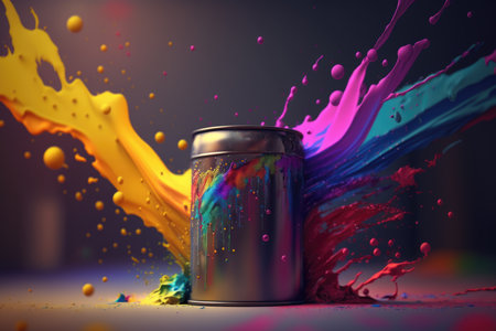 A can of paint on a dark background. Generative AIの素材