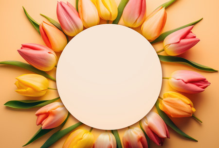 Beautiful fresh flowers on a yellow background. Generative AIの素材
