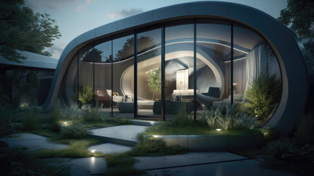 Modern exterior in bionic style. Generative AIの素材