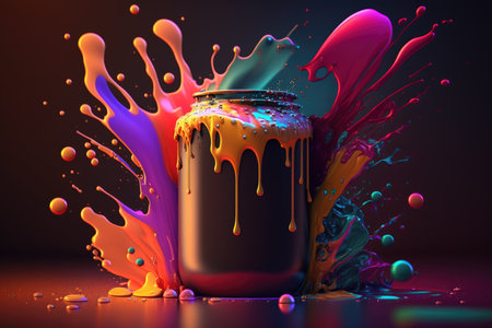 A can of paint on a dark background. Generative AIの素材