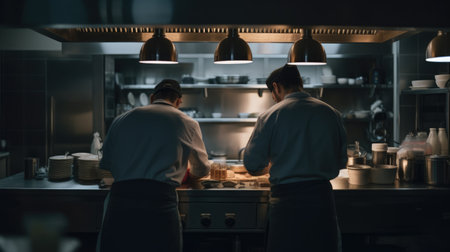 Gourmet chef in uniform cooking in the kitchen. Generative AIの素材