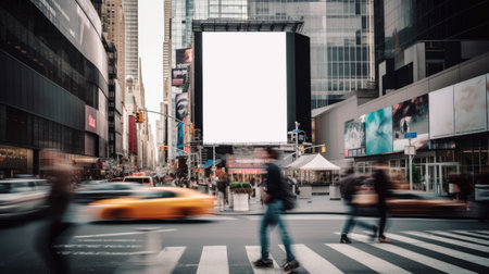 Empty billboard on the building.Blank mock-up of an outdoor info banner. Generative AIの素材