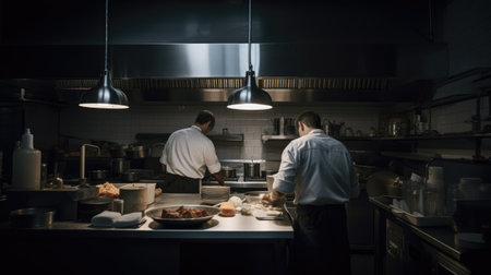 Gourmet chef in uniform cooking in the kitchen. Generative AIの素材