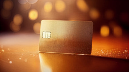 Golden credit card on glitter background. Generative AIの素材