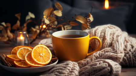 Tea with fruit and other spicy. Generative AIの素材