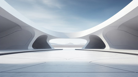 Futuristic architecture of geometric shapes. Generative AIの素材