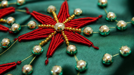 Merry Christmas and Happy Holidays. Christmas hand embroidery. Generative AIの素材