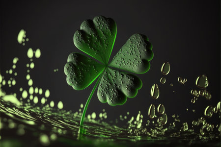 Saint Patrick's Day shiny green clover. Generative AIの素材