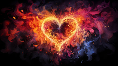 Abstract symbol of the heart. The concept of love and Valentine's Day. Generative AI.の素材
