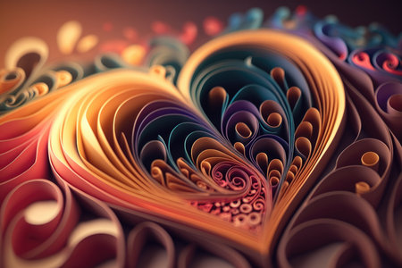 Abstract colored paper hearts. Generative AIの素材